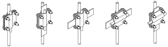 Зажим соединительный стержень — полоса/пруток, 3 пластины, оцинкованный