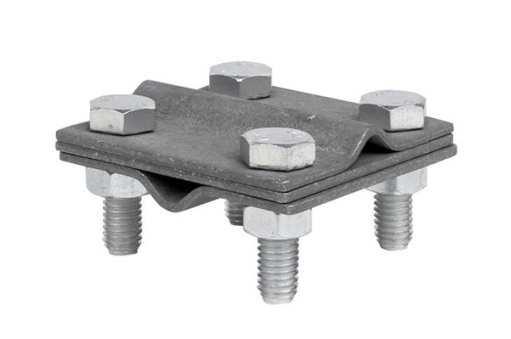 Зажим соединительный полоса/пруток-полоса/пруток, 3 пластины оцинкованный