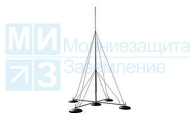 Молниеотвод 9 м на четырехноге с утяжелителями и растяжками