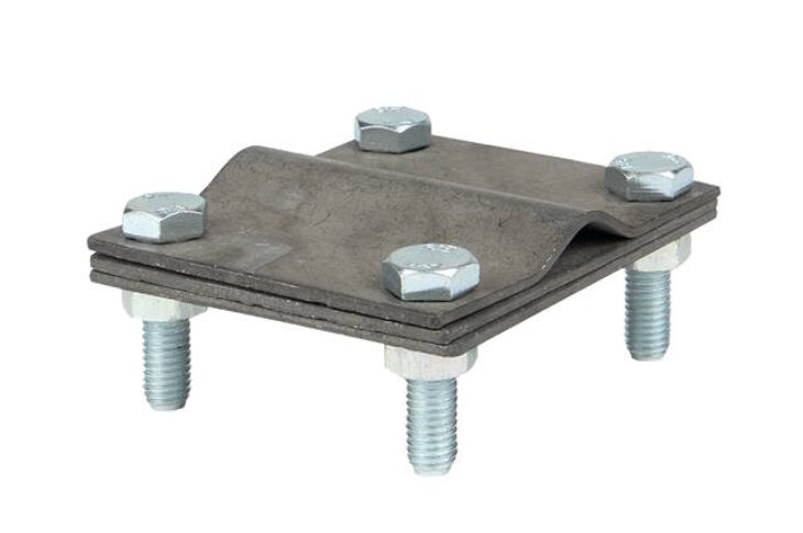 Зажим соединительный стержень — полоса, 3 пластины, оцинк.