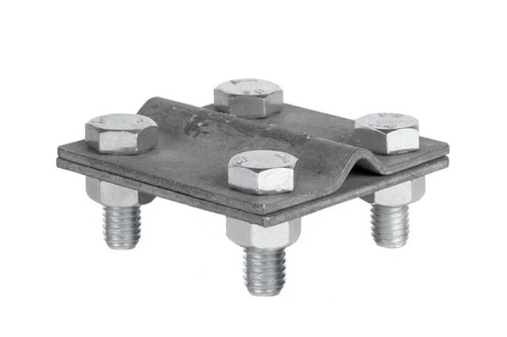 Зажим соединительный пруток — полоса, 2 пластины, оцинк.