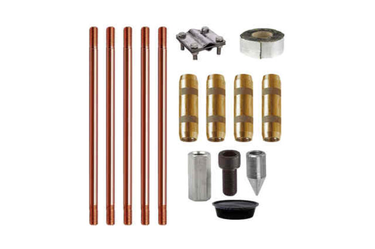 Комплект заземления омедненный 7,5 метров (d=14 мм х 1,5 метра)